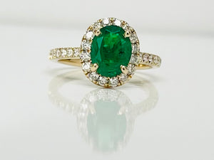 1.52ct Emerald Halo Diamond Ring