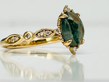 Load image into Gallery viewer, Dainty and Delightful Moss Agate and Diamond Ring in Yellow Gold
