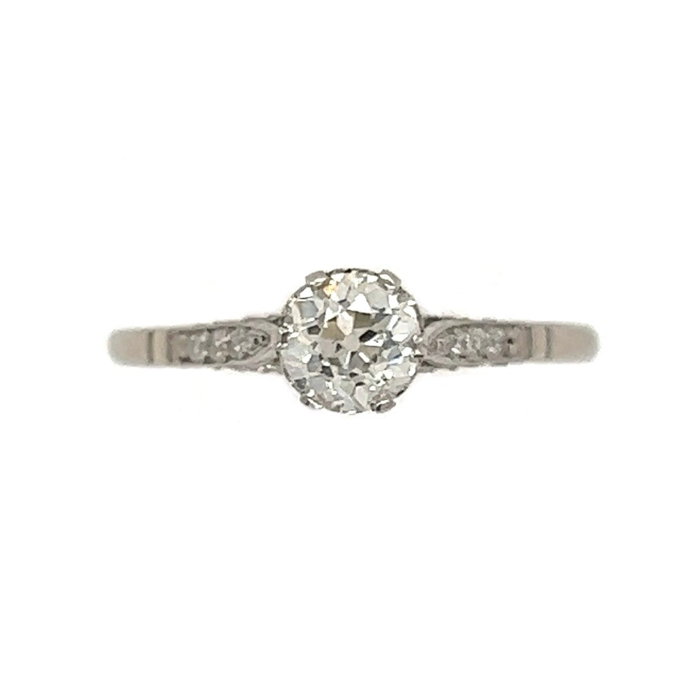 Deco Old European Diamond Engagement Ring in Platinum