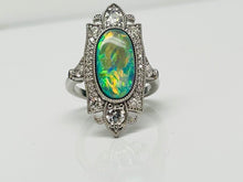 Load image into Gallery viewer, Vintage Deco Style Black Opal and Diamond Ring
