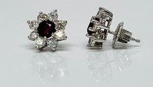 Load image into Gallery viewer, Flowery Ruby and Diamond Stud Earrings
