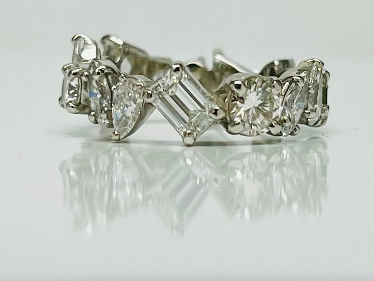 Platinum Mismatched Diamond Band