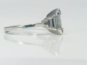 Vintage Deco Style Hexagonal and Baguette Diamond Ring