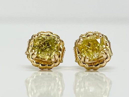 1.02ctw Natural Fancy Intense Yellow VVS Diamond Studs