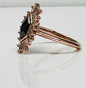 1.06ct Black Diamond Hexagon Ring