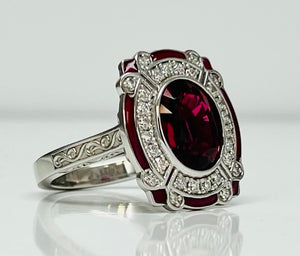 Spectacular Vintage Style Rubellite and Diamond Ring