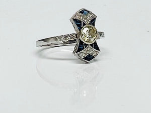 Vintage Style Diamond and Sapphire Ring