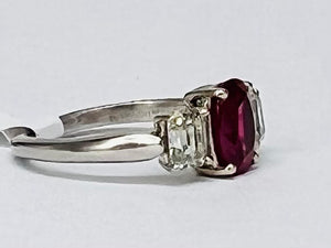 1.66ct Ruby and Diamond Three Stone Ring