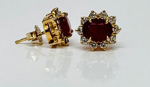 Handmade Classic Burma Ruby and Diamond Earrings