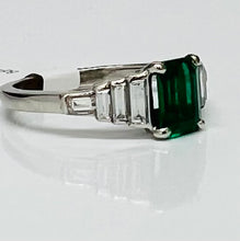 Load image into Gallery viewer, Deco Inspired Vintage Emerald and Baguette Diamond Ring
