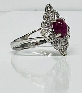 Vintage Cabochon Ruby and Diamond Ring