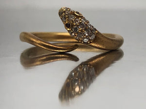 Dainty Snake Diamond Wrap Ring in Brushed Yellow Gold