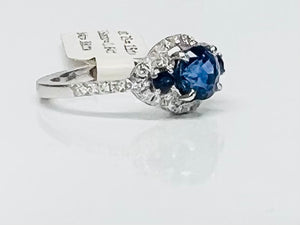 Vivid Sapphire 3 stone Ring
