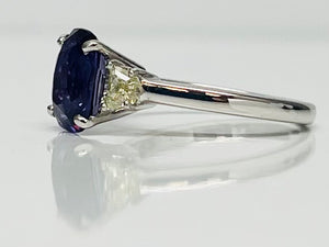 2.99ct Fantastic Purple Sapphire with Canary Cadillac Cut Diamond Ring
