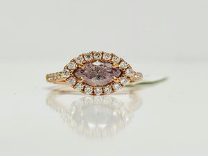 Natural Fancy Pink-Purple Diamond Ring in Rose Gold