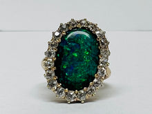 Load image into Gallery viewer, Antique Black Opal and Old European Cut Diamond Ring

