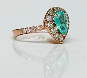 Amazingly Rare Paraiba Tourmaline Ring in Rose Gold With Diamonds