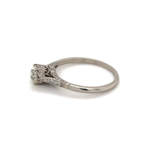 Deco Old European Diamond Engagement Ring in Platinum