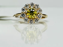 Load image into Gallery viewer, Canary Firey Diamond Daisy Ring
