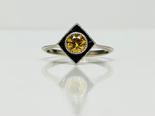 Load image into Gallery viewer, Canary and Onyx Dainty Diamond Ring
