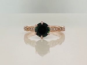 Chrome Tourmaline and Diamond Ring in Rose Gold