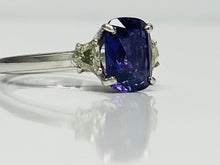 Load image into Gallery viewer, 2.99ct Fantastic Purple Sapphire with Canary Cadillac Cut Diamond Ring
