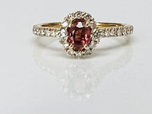 Load image into Gallery viewer, Padparadscha Sapphire and Diamond Ring in yellow gold
