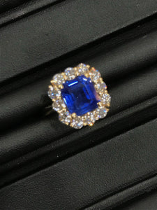 4ct No Heat Sapphire and Diamond Ring