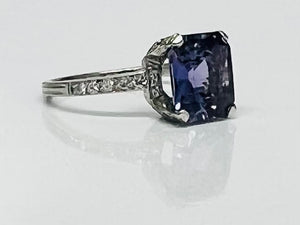 Crisp Antique Violet Sapphire and Diamond Ring