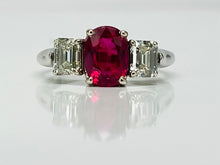 Load image into Gallery viewer, 1.66ct Ruby and Diamond Three Stone Ring
