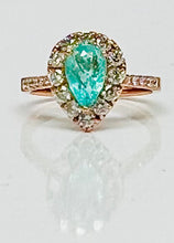 Load image into Gallery viewer, Amazingly Rare Paraiba Tourmaline Ring in Rose Gold With Diamonds
