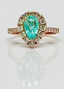 Amazingly Rare Paraiba Tourmaline Ring in Rose Gold With Diamonds