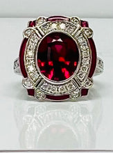 Load image into Gallery viewer, Spectacular Vintage Style Rubellite and Diamond Ring
