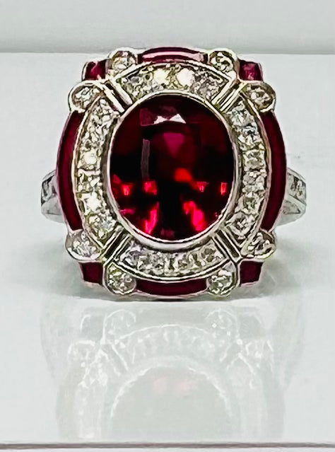Spectacular Vintage Style Rubellite and Diamond Ring