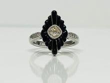Load image into Gallery viewer, Old Mine Cut Diamond and Black Onyx Ring
