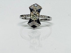 Vintage Style Diamond and Sapphire Ring
