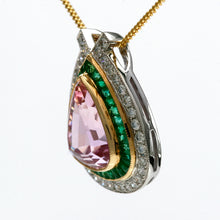 Load image into Gallery viewer, Spring Feverish Kunzite, Emerald, and Diamond Pendant
